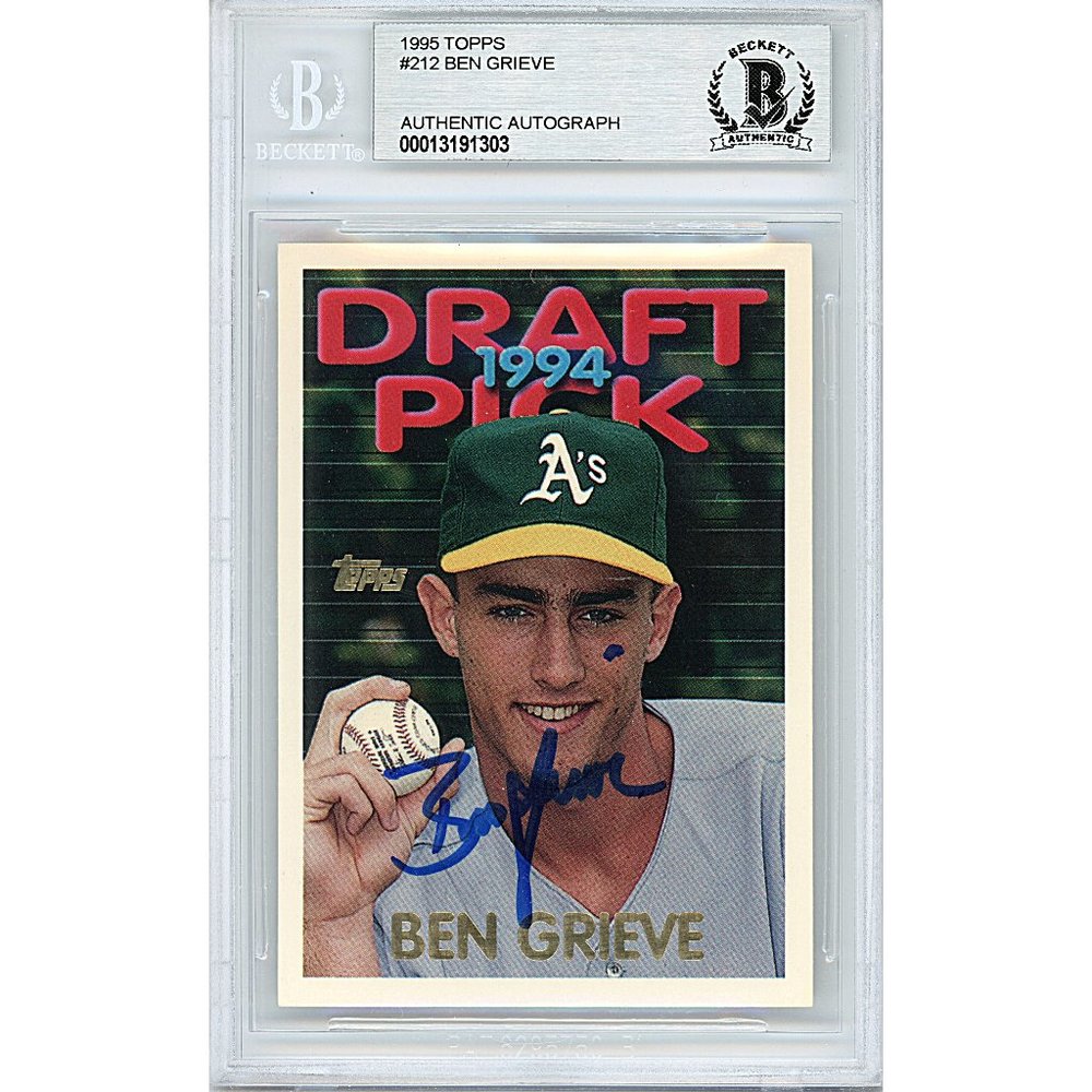 Ben Grieve Oakland A's Signed 1995 Topps Rookie Baseball Card Beckett Autograph